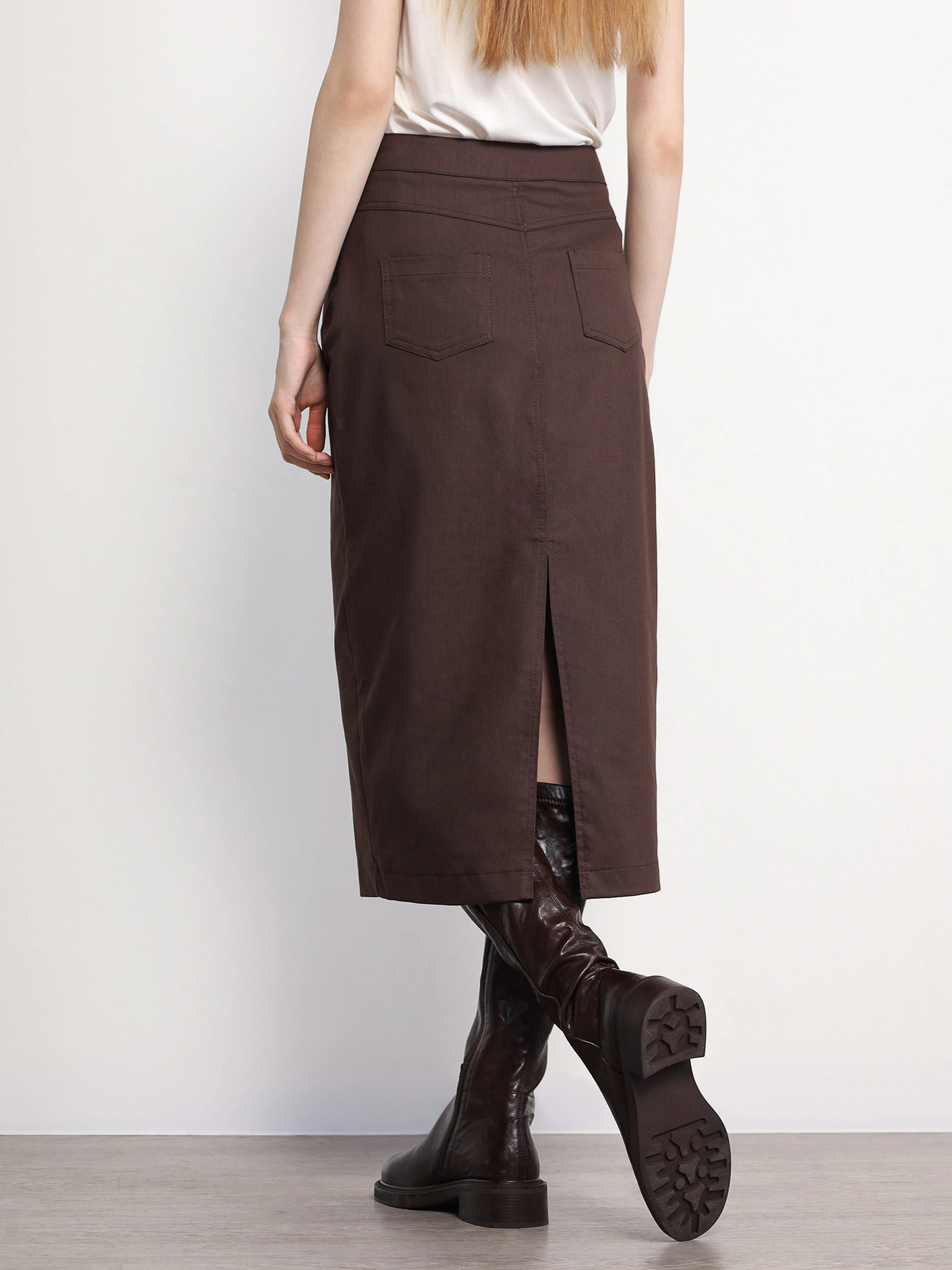 Юбка темно-коричневого цвета из смесового хлопка